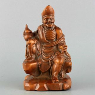 Collect Antique Boxwood Hand - Carved Drunk Immortal Unique Delicate Decor Statue