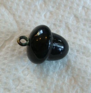 Vintage Antique Realistic Black Glass Acorn Button 5/8 
