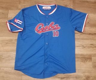 Official Daring Cuba National Team Blue Rare Baseball Jersey 10 Shirt Size L