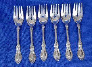 6 Antique Silverplate Salad Forks By Rogers Bros.  " Sharon " Pattern 1910