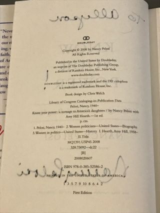 Nancy Pelosi signed book auto autograph Speaker of the House President RARE hero 2