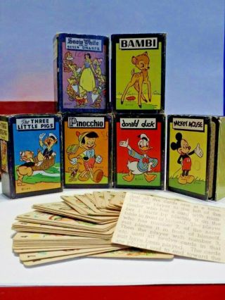 Antique Disney Library Of Games Donald Duck Mickey Mouse Bambi Children 