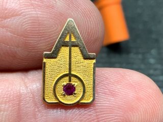 Azura Clockmakers Rare Vintage 1/10 10k Gf Ruby Service Award Pin.