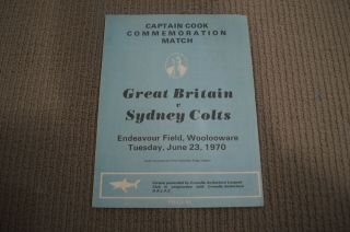Great Britain Vs Sydney Colts Rare Tour Match Programme June 1970 Cronulla
