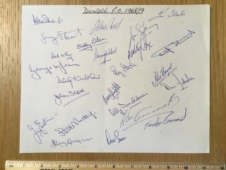 Very Rare Dundee Signed Page 24 Autographs 1968/69