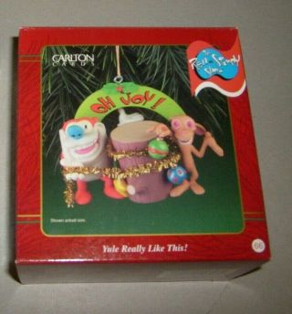 Rare 1998 Ren And Stimpy Christmas Ornament Carlton - Oh Joy Mib