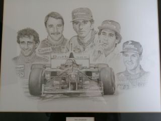 F1 Formula 1 The Champions Williams Prost Senna Hill Schumacher Mansell Art Rare