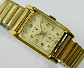 Vintage Swiss Made Clinton Shockprotected Hand Wind Mechanic Wrist Watch Runs Lo