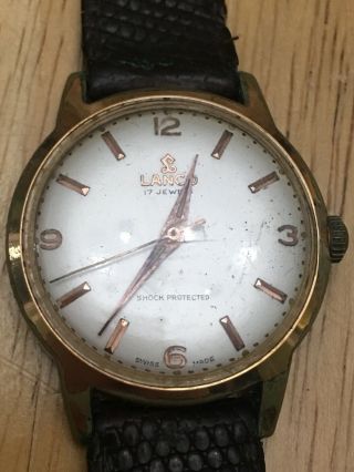 Gents Vintage Gold Plated Lanco Langendorf 17 Jewel Mechanical Wristwatch