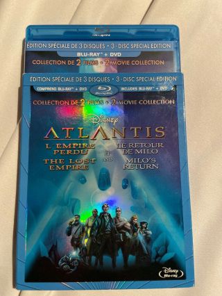 Disney Atlantis The Lost Empire And Milo’s Return Blu Ray,  Dvd W/rare Slipcover