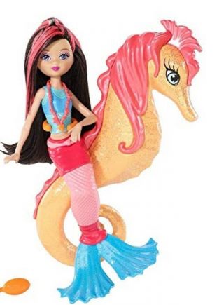 Barbie In A Mermaid Tale Stylist Doll Seahorse Set Rare Htf Orange Coral Small