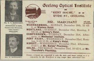 Rare Postcard Geelong Marchant & Son Optical Consultants Advertising & Geese