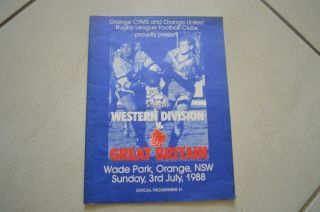 Western Division Vs Great Britain Rare Tour Match Programme July 1988