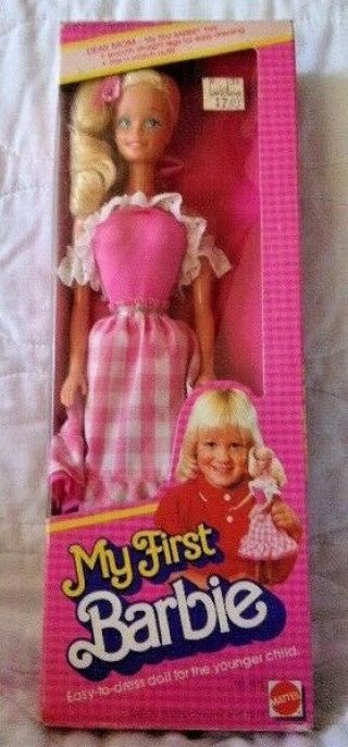 Mattel My First Barbie Doll 1982 Nrfb Pink Gingham Dress