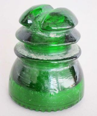 Vintage Antique Green Glass Hemingray 43 Telegraph Insulator Aqua Glass