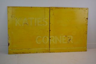 Vintage Old Hand Painted Wooden Shop Advertising Sign “kate’s Corner” Yellow