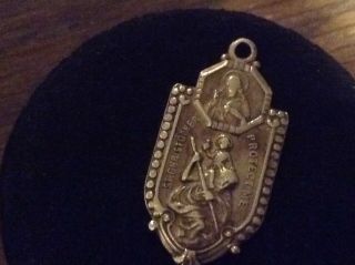 Antique Solid Silver Hallmarked Sterling St Christopher,  Protect Me Pendant,