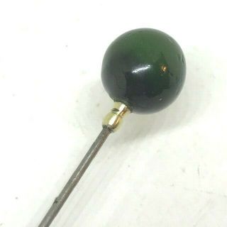 Antique Hat Pin Deep Forest Green Sphere.  Final Touch For Your Hat.  Collectible.