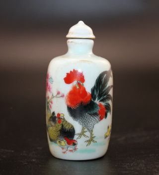 Oriental Antiques Fine Antique Chinese Hand - Drawn Chicke Porcelain Snuff Bottle