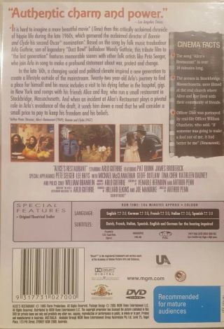 ALICE ' S RESTAURANT RARE DELETED DVD ARLO GUTHRIE & PAT QUINN AN ARTHUR PENN FILM 2