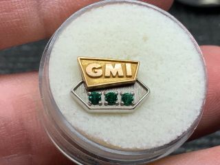 “gmi” General Motors Institute 10k Gold Emerald 30 Years Of Service Pin.  Rare.
