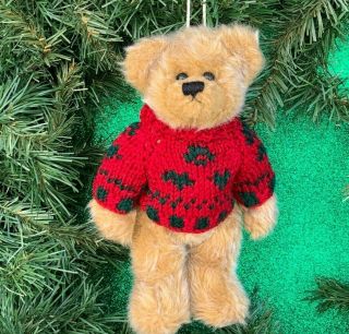 Rare Custom Vintage 1993 Ty Plush Sweater Teddy Bear Christmas Tree Ornament