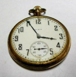 Antique 1925 Elgin 12s 7 Jewel Gold Filled Pocket Watch