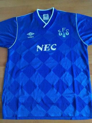 Vintage 1986 - 89 Everton Umbro Nec Home Shirt Very Rare