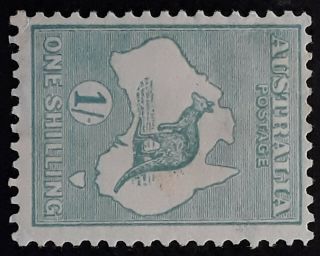 Rare 1920 - Australia 1/ - Blue Green Kangaroo Stamp 3rd Wmk Sideways