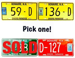 Pick One Bonaire Government License Plate Rare
