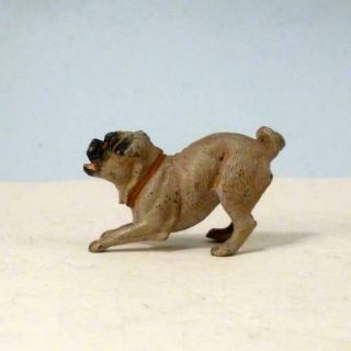 Antique Vintage Austrian Miniature Bronze Cold Painted Pug Snarling Playing