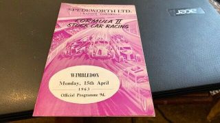 Spedeworth - - - Wimbledon - - - Stock Car Programme - - - 15th April 1963 - - Rare