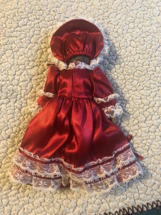 Victorian Doll Cat Vintage Figurine Porcelain / Cloth Body Red Dress 8 