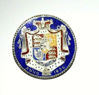 King William Iv 1836.  925 Sterling Silver Enamelled Coin Brooch Rare