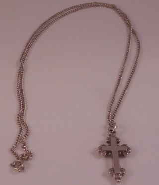 Antique Edwardian Silver Cross With A Later Chain
