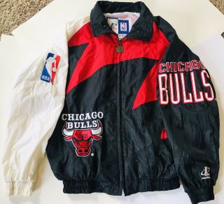 Rare Vintage 90s Chicago Bulls Logo Athletic Sharktooth Jacket Nba Mens Size M