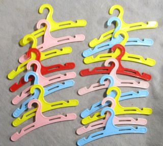 Vintage Accessories For Vogue Ginny Doll - 17 Colorful Plastic Clothes Hangers