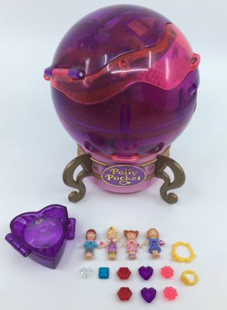 Rare Polly Pocket Jewel Magic Ball 1996 Almost Complete Locket Tiara Gems Ring