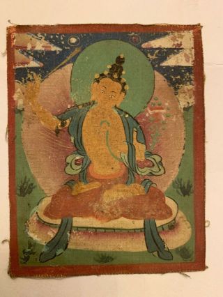 Antique Mongolian Tibetan Buddhist Thangka Painting