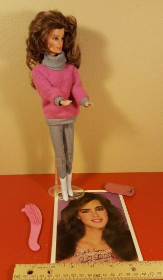 Vintage Brooke Shields Doll With Clothes,  " Autographed " Photo,  Stand,  Brush
