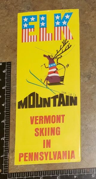 1975/76 Elk Mt Ski Area Fold Out Brochure/ Trail Map.  11 " X 16.  5 " Ex Cond.