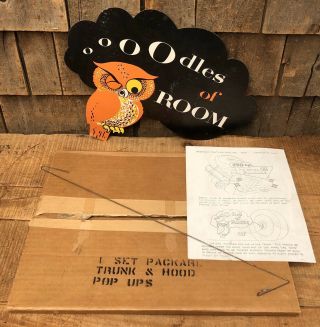 Rare Vintage 1956 Packard Auto Car Dealer Trunk & Hood Pop Up Owl Sign W/box Nos