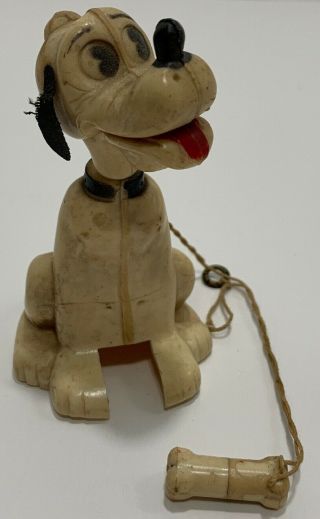 Antique 1930’s Fairylite Percy The Playful Pup Plastic Toy Figure W/ Magic Bone