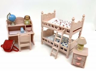 Sylvanian Families - Pink Bunkbed Kids Furniture Set In Gc