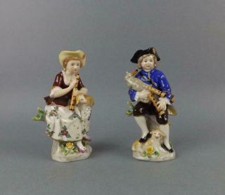 Antique Porcelain Figurines Of A Young Couple By Sitzendorf