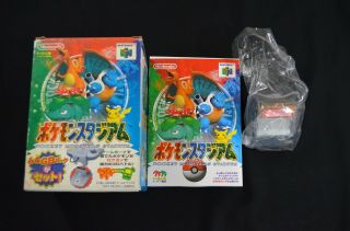Complete Pokemon Stadium W/ Gb Transfer Pack - Rare Japanese N64 -