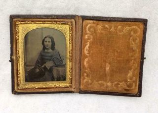 Antique Cased Daguerreotype ? Ambrotype ? Photograph Of A Young Lady
