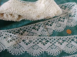 2.  5 " Wide French Antique Lace Trim Bobbin 6,  Yards Scalloped Edging