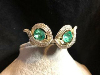 Vintage Rare Large Coro Emerald Green Crystal Set Earrings Jewellery