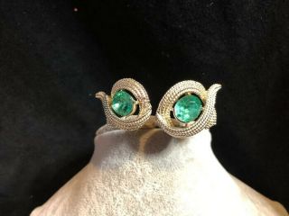 Vintage Rare Large Coro Emerald Green Crystal Set Earrings Jewellery 2